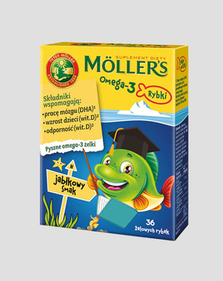 Voedingssupplement met omega-3 vetzuren Moller's vis 36 jelly beans met appelsmaak - 1