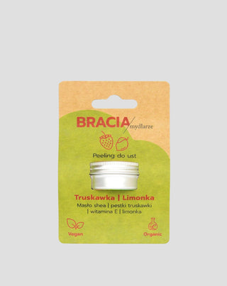 Lippenpeeling aardbei met limoen en vitamine E hydraterend en verzachtend Bracia Mydlarze_3 - 3