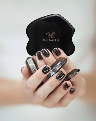 Gua sha-massageplank van obsidiaan, de steen van grote kracht, van Crystallove - 2