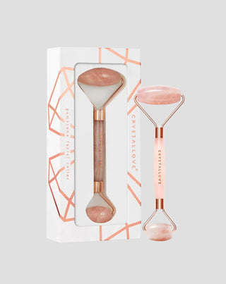 Gezichtsroller van roze kwarts Rose quartz roller - steen van de liefde Crystallove - 1