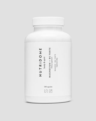 Magnesium + B6 Forte magnesiumcitraat tegen krampen in de benen en kuiten, vermoeidheid en stress Nutridome 180 capsules - 1