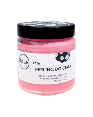 Rozen bodyscrub met amandelpitolie, gemalen olijfpit, rozenblaadjes La-Le