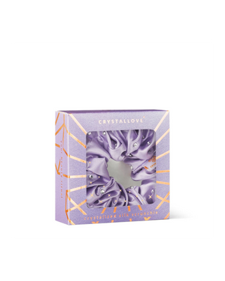 Haarelastiekje van zijde met kristallen - lila, Crystallove - 4