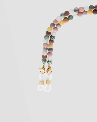 Vergulde brillenketting met agaat, maifan, jaspis en aventurijn Mys_3 - 4