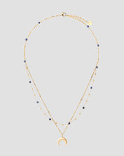 Vergulde roestvrijstalen ketting met maansikkel en lapis lazuli Mys_4