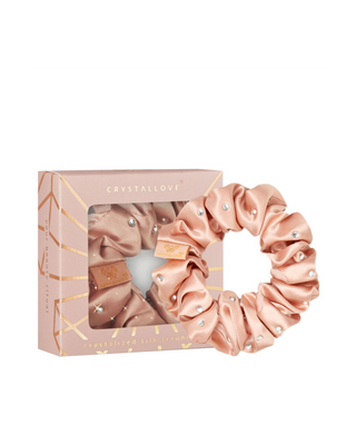 Haarelastiekje van zijde met kristallen - roségoud, Crystallove - 1