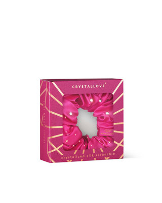 Haarelastiekje van zijde met kristallen - hot pink, Crystallove - 4