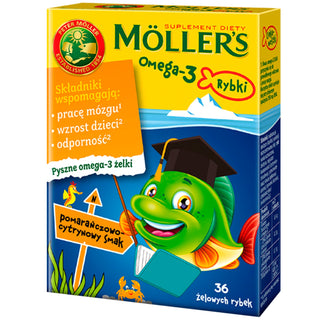 Voedingssupplement met omega-3 vetzuren Moller's vis 36 jelly beans met sinaasappel- en citroensmaak - 1