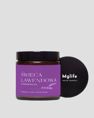 Kaars van raapzaadwas met lavendel en sinaasappel, met een 100% katoenen lont Mglife - 3