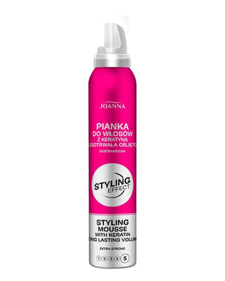 Hydraterende, extra sterke roze haarmousse met keratine, Styling Effect Joanna - 1