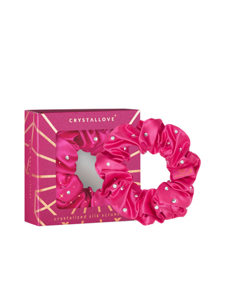 Haarelastiekje van zijde met kristallen - hot pink, Crystallove - 1