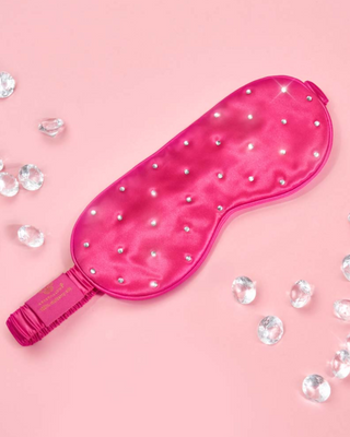 Een oogmasker voor het slapen, gemaakt van zijde en versierd met kristallen - hot pink van Crystallove - 3