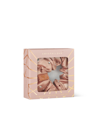 Haarelastiekje van zijde met kristallen - roségoud, Crystallove - 4