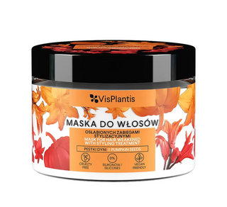 Masker voor haar verzwakt door stylingbehandelingen met pompoenpitten, tarwe en haver van Vis Plantis
