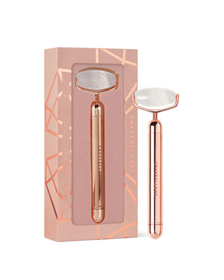 Pulsroller van bergkristal voor gezichtsmassage Rose Gold Crystallove - 1