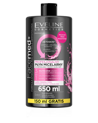 Professionele micellaire lotion 3in1 voor waterproof make-up facemed Eveline - 1
