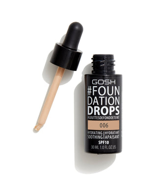 Hydraterende en verzachtende foundation met vitamine E en spf 10 kleur 006 tawny foundationdrops Gosh - 2