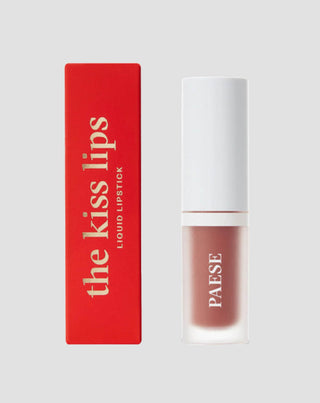 Lichtgewicht, niet plakkende vloeibare lipstick The Kiss Lips 01 Nude Beige van Paese