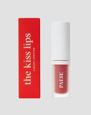 Lichtgewicht, niet plakkende vloeibare lipstick The Kiss Lips 02 Nude Coral van Paese