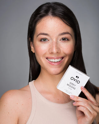 Grijze asachtige kleurlenzen, maandelijkse zero-grade lenzen, grey moons no. 1 Ovio - 2