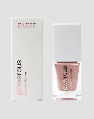 Vloeibare highlighter voor gezicht en lichaam Glowerous sparkle roos Paese