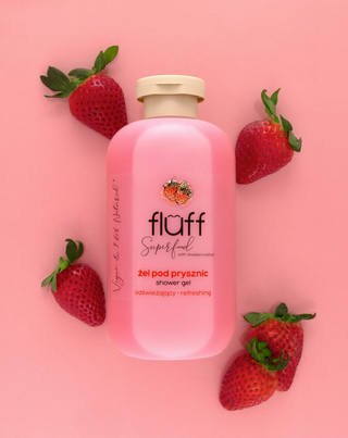Douchegel met de geur van aardbeien, voedend en licht exfoliërend, van Fluff - 2
