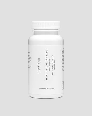 Magnesiumtauraat zacht voor de maag bij krampen in benen, kuiten, vermoeidheid en stress Nutridome 60 capsules