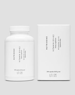 Vitaminen D3+K2 met inuline ter ondersteuning van het skelet en de immuniteit Nutridome 180 stuks.
