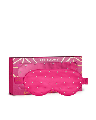 Een oogmasker voor het slapen, gemaakt van zijde en versierd met kristallen - hot pink van Crystallove - 1
