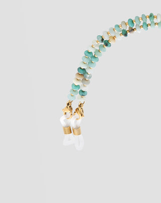 Vergulde brillenketting met Afrikaanse turkoois en amazoniet Mys_4 - 4