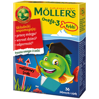 Voedingssupplement met omega-3-vetzuren Vis met frambozensmaak Moller's 36 jelly beans - 1
