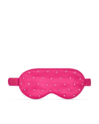 Een oogmasker voor het slapen, gemaakt van zijde en versierd met kristallen - hot pink van Crystallove - 2