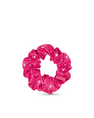Haarelastiekje van zijde met kristallen - hot pink, Crystallove - 3