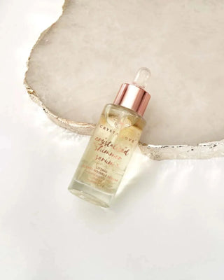 Gezichtsserum met bergkristal en vijgcactus, genaamd Clear Quartz Shimmer Serum van Crystallove