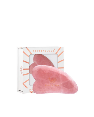 Gua sha gezichtsmassageplaatje van rozenkwarts, de steen van de liefde, genaamd Crystallove - 1