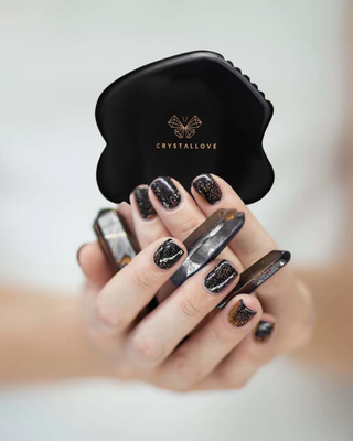 Gua sha-massageplank van obsidiaan, de steen van grote kracht, van Crystallove - 2