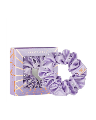 Haarelastiekje van zijde met kristallen - lila, Crystallove - 1