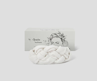 Witte biologisch katoenen haarband om styling te verzorgen en aan te vullen van Ovium - 1