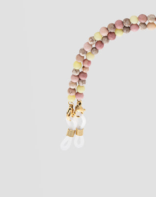 Vergulde brillenketting met roze en citroenjade Mys_3 - 4