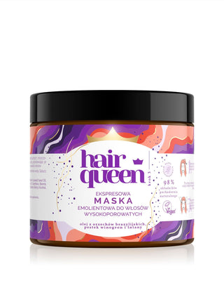 Gladmakend emollientmasker voor hoog poreus haar met natuurlijke oliën, Hair Queen