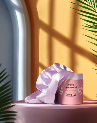Roze zijden haarkapje voor krullend en golvend haar voor tijdens het slapen, Twisty - 4