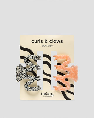 Set grote haarklemmen - roze en gemarmerd Twisty 2 stuks - 1