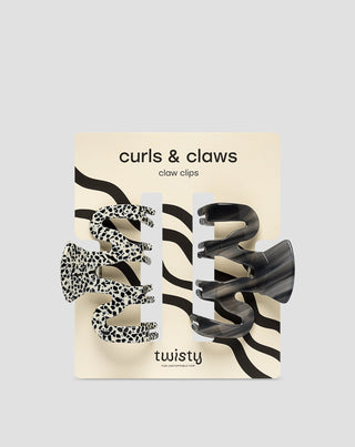 Set grote haarklemmen - gemarmerd en zwart Twisty 2 stuks - 1
