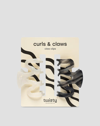 Set grote haarclips - parel en zwart Twisty 2 stuks - 1