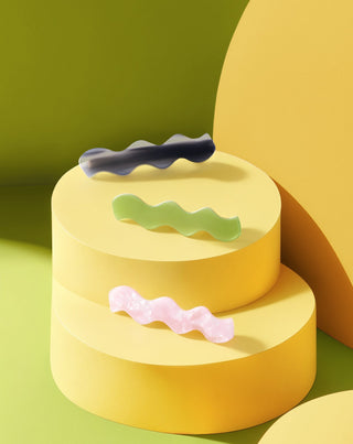 Set golvende haarclips - groen, zwart, roze Twisty 3 stuks. - 3
