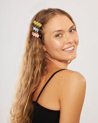 Set golvende haarclips - groen, zwart, roze Twisty 3 stuks. - 2