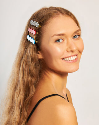 Set golvende haarclips - gemarmerd, blauw, rood Twisty 3 stuks. - 2
