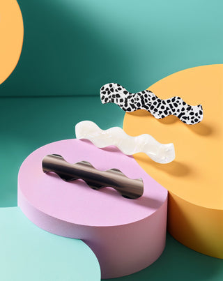 Set golvende haarclips - gemarmerd, parel, zwart Twisty 3 stuks. - 2