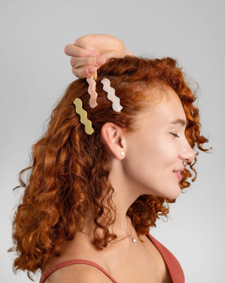 Set golvende haarclips - parel, groen, roze Twisty 3 stuks. - 2
