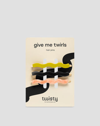 Set golvende haarspelden groen, zwart, roze Twisty 3 stuks. - 1
